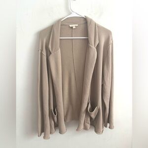 Eileen Fisher Cardigan Tan Open Front Large Minimalist Draped Neutral Luxe Layer